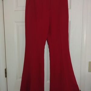 Lewit Bold Red Flare Leg Pants High‎ Waisted Trousers Size 6